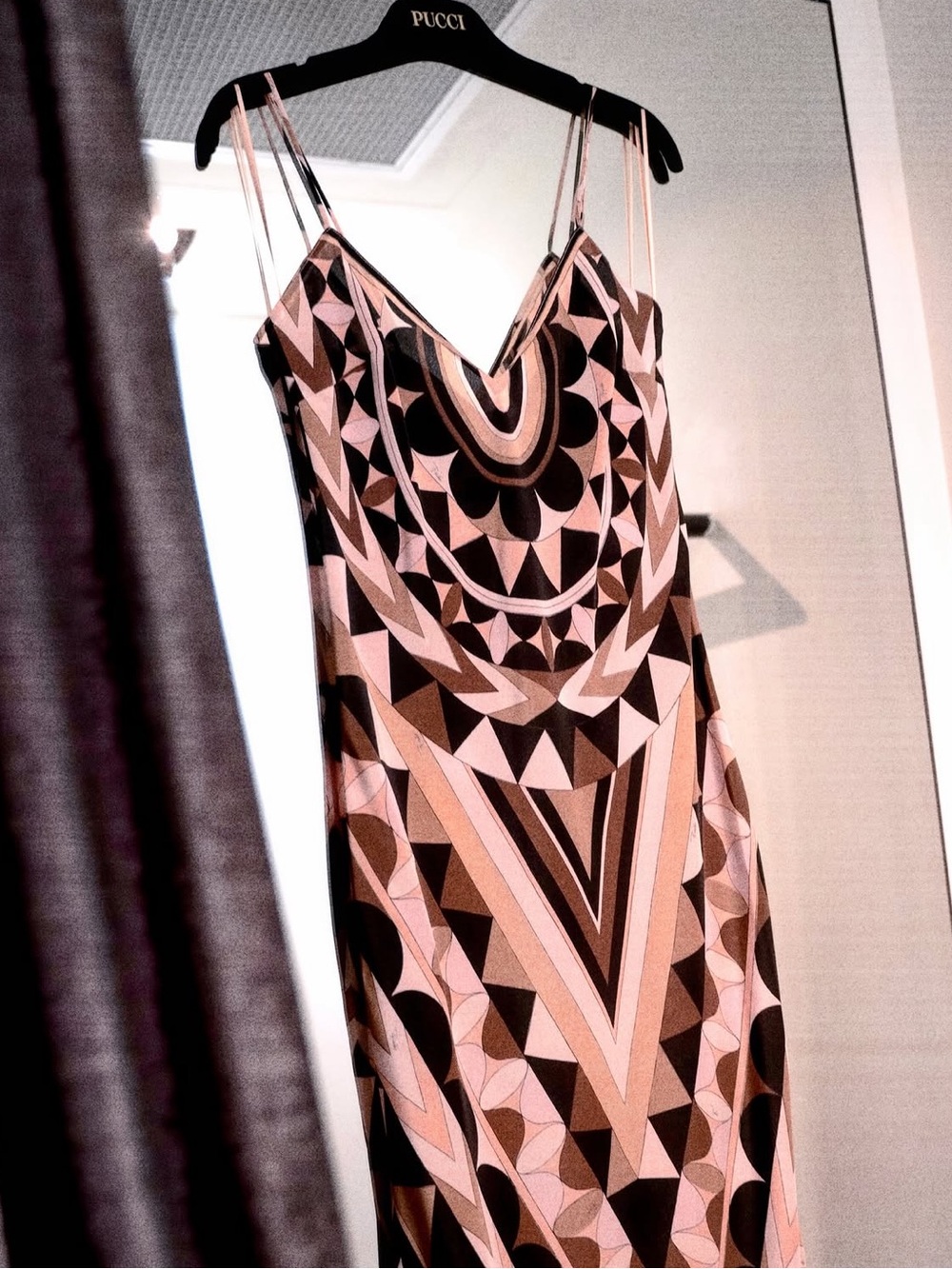 Emilio Pucci Geometric Slip Maxi Dress in Pink and Brown - Picture 3 of 7